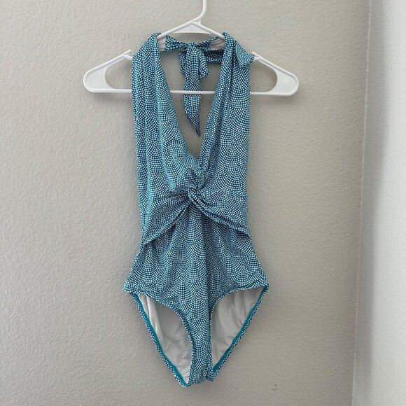 Anthropologie Other - Anthropologie Mermaid One Piece Swimsuit Halter Twist Front Blue Sz S